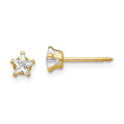 Inverness 14k 4mm Star CZ Post Earrings ,