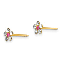 Inverness 14k Clear/Rose Crystal Flower Earrings ,