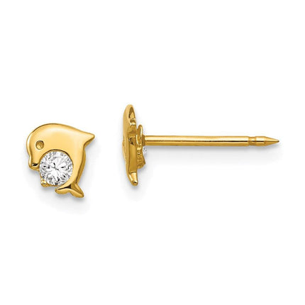Inverness 14k Dolphin CZ Earrings ,