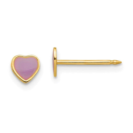 Inverness 14k Epoxy Fill Purple Heart Earrings ,
