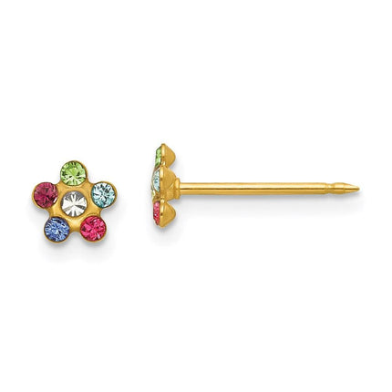 Inverness 14k Flower Multicolor Crystal Earrings ,
