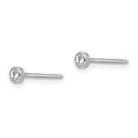 Inverness 14k White 3mm Crystal Bezel Earrings ,