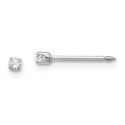 Inverness 14k White Gold 2mm CZ Post Earrings ,