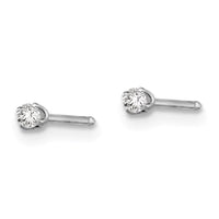 Inverness 14k White Gold 2mm CZ Post Earrings ,