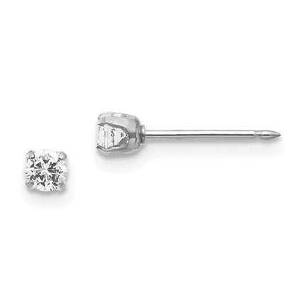 Inverness 14k White Gold 3mm CZ Post Earrings ,