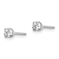 Inverness 14k White Gold 3mm CZ Post Earrings ,