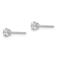 Inverness 14k White Gold 3mm Square CZ Post Earrings ,