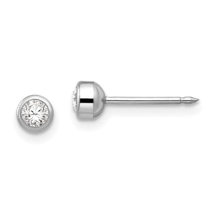 Inverness 14k White Gold 4mm April Crystal Bezel Earrings ,