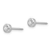 Inverness 14k White Gold 4mm April Crystal Bezel Earrings ,