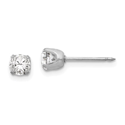Inverness 14k White Gold 5mm CZ Post Earrings ,