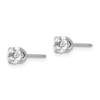 Inverness 14k White Gold 5mm CZ Post Earrings ,