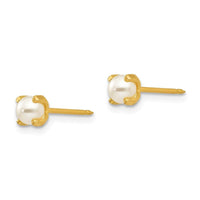 Inverness 18k 4mm Prong Simulated Pearl Earrings ,