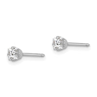 Inverness 18k White 3mm Square CZ Earrings ,