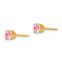Inverness 24k Gold Plated 5mm Pink CZ Earrings ,