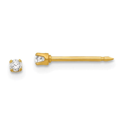 Inverness 24k Plated 2mm CZ Post Earrings ,
