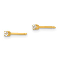Inverness 24k Plated 2mm CZ Post Earrings ,