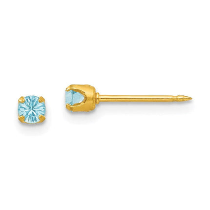 Inverness 24k Plated March Crystal Birthstone Earrings ,