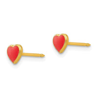 Inverness 24k Plated Red Enamel Heart Earrings ,