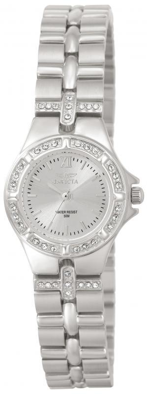 Invicta 0132 Women's Steel Bracelet Swiss Quartz Wildflower Crystal Silver Dial Watch ,