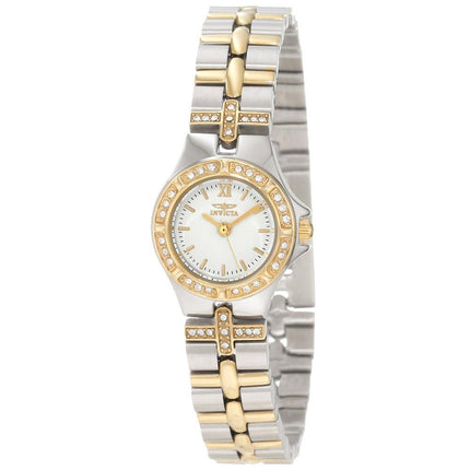 Invicta 0133 Women's Wildflower Crystal Accented Bezel White Dial Two Tone Bracelet Watch ,