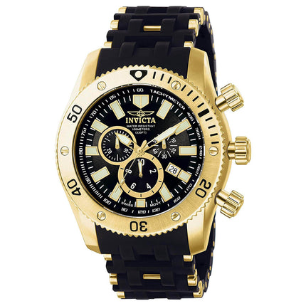 Invicta 0140 Men's Spider Collection Gold Tone Black Dial Rubber Strap Chronograph Watch ,