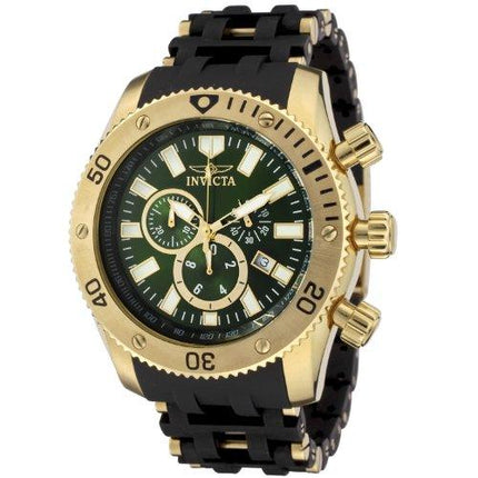 Invicta 0141 Men's Spider Collection Gold Tone Olive Green Dial Rubber Strap Chronograph Watch ,