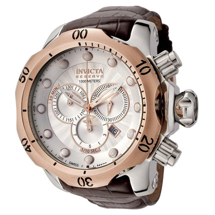 Invicta 0359 Men's Reserve Venom Brown Leather Strap Silver Dial Chronograph Watch ,