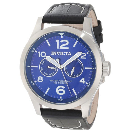 Invicta 10490 Men's I-Force Specialty Blue Dial Black Leather Strap Watch ,