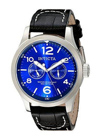 Invicta 10490 Men's I-Force Specialty Blue Dial Black Leather Strap Watch ,