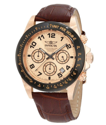 Invicta 10711 Men's Speedway Rose Gold Tone Dial Brown Leather Strap Chronograph Watch ,