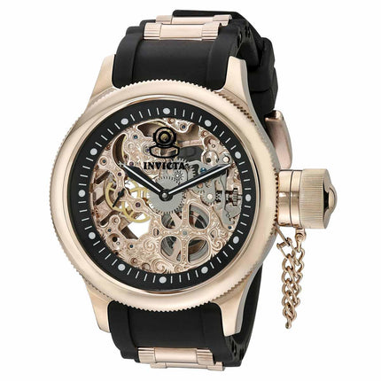 Invicta 1090 Men's Russian Diver Rose Gold Skeleton Dial Mechanical Watch ,