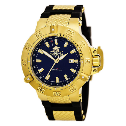 Invicta 1150 Men's Subaqua Noma III GMT Blue Dial Gold Steel & Black Rubber Strap Dive Watch ,