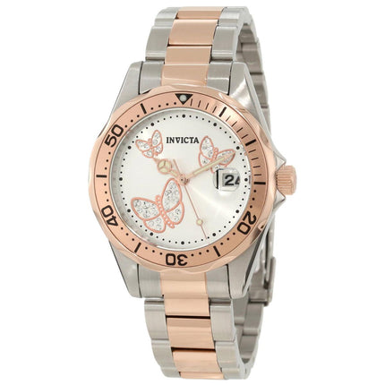Invicta 12504 Women's Angel Silver Dial Two Tone Rose Gold Steel Bracelet Dive Watch ,