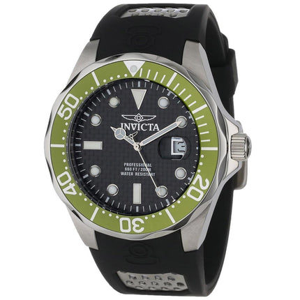 Invicta 12560 Men's Grand Diver Black Carbon Fiber Dial Green Bezel Rubber Strap Dive Watch ,