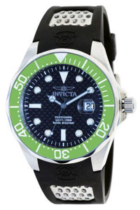 Invicta 12560 Men's Grand Diver Black Carbon Fiber Dial Green Bezel Rubber Strap Dive Watch ,