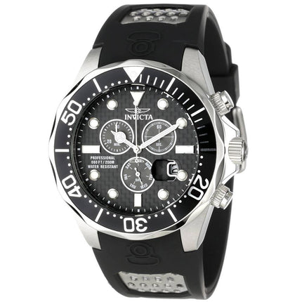 Invicta 12571 Men's Grand Diver Black Carbon Fiber Dial Rubber Strap Chronograph Dive Watch ,