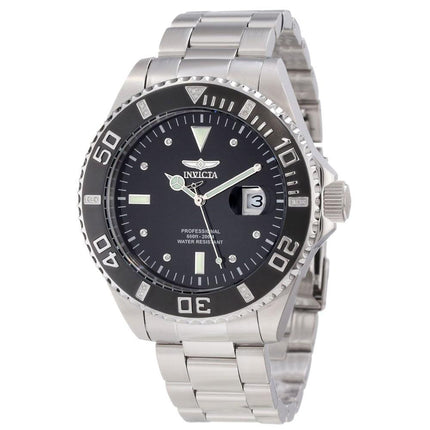 Invicta 12817 Men's Pro Diver Black Dial Steel Bracelet Diamond Accented Dive Watch ,