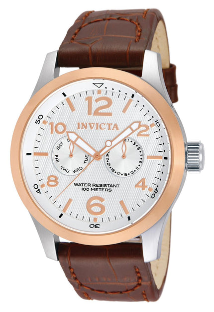 Invicta 13010 Men's I-Force Silver Dial Brown Leather Strap Two Tone Steel Watch ,