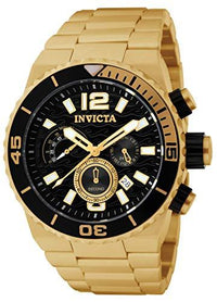 Invicta 1343 Men's Gold Tone Chronograph Black Dial Watch ,