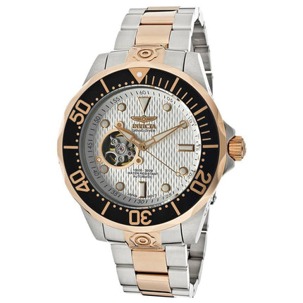 Invicta 13707 Men's Grand Diver White Dial Two Tone Rose Gold Plated Steel Bracelet Automatic Dive Watch ,