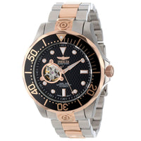 Invicta 13708 Men's Grand Diver Black Dial Two Tone Rose Gold Plated Steel Bracelet Automatic Dive Watch ,