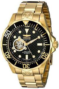 Invicta 13709 Men's Grand Diver Black Dial Yellow Gold Plated Steel Automatic Dive Watch ,