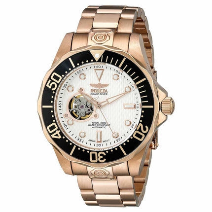 Invicta 13712 Men's Grand Diver Automatic Dive White Dial Rose Gold Steel Watch ,