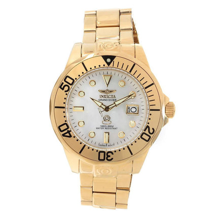 Invicta 13939 Men's Grand Diver MOP Dial Gold Plated Steel Bracelet Automatic Dive Watch ,