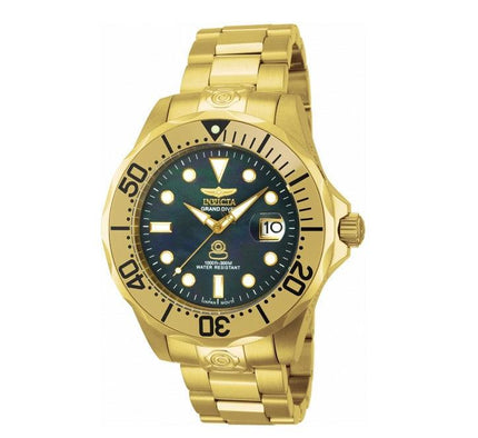 Invicta 13940 Men's Grand Diver Black MOP Dial Gold Tone Steel Bracelet Automatic Dive Watch ,
