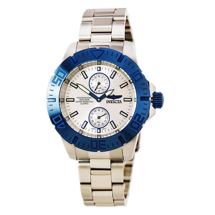 Invicta 14059 Men's Pro Diver Silver Dial Blue Bezel Stainless Steel Dive Watch ,