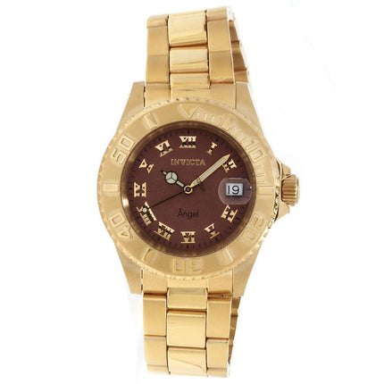 Invicta 14365 Women's Angel Quartz Dark Brown Dial Gold Tone Steel Dive Watch ,