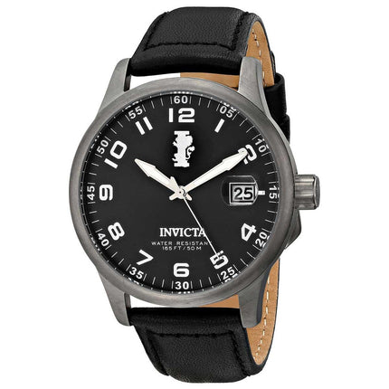 Invicta 15256 Men's I-Force Quartz Black Dial Black Leather Strap Watch ,