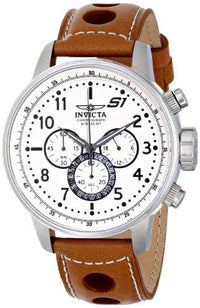 Invicta 16009 Men's S1 Rally White Dial Brown Leather Strap Chronograph Watch ,