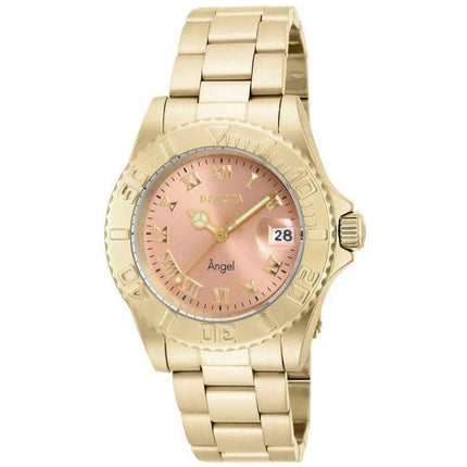 Invicta 16850 Women's Angel Pink Dial Yellow Gold Steel Bracelet Dive Watch ,